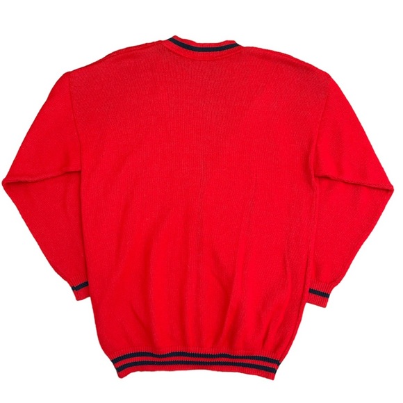 Dockers red cotton gold button down v-neck cardigan sweater size M, unisex - Picture 2 of 5